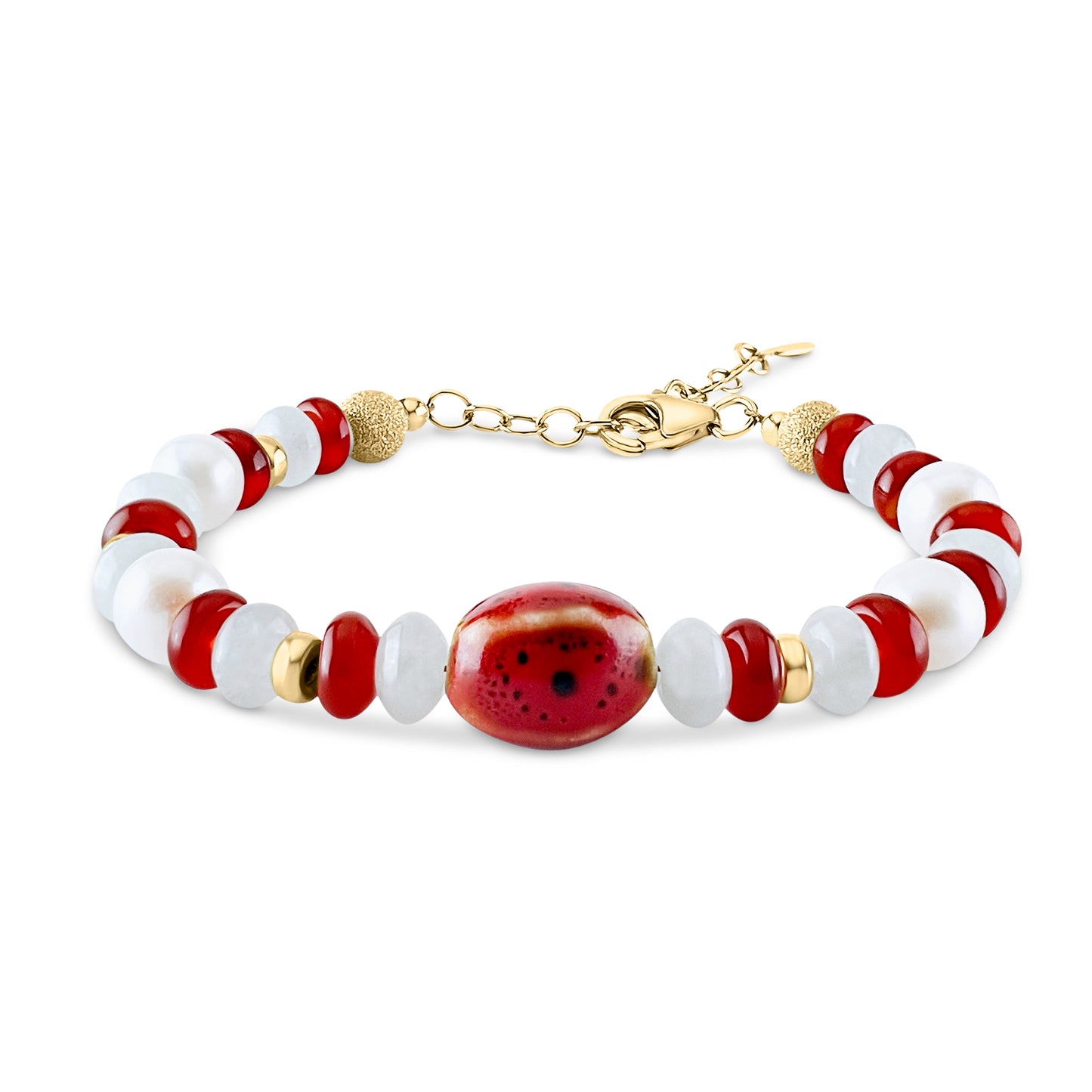 Crimson & Cloud Pearl Bracelet